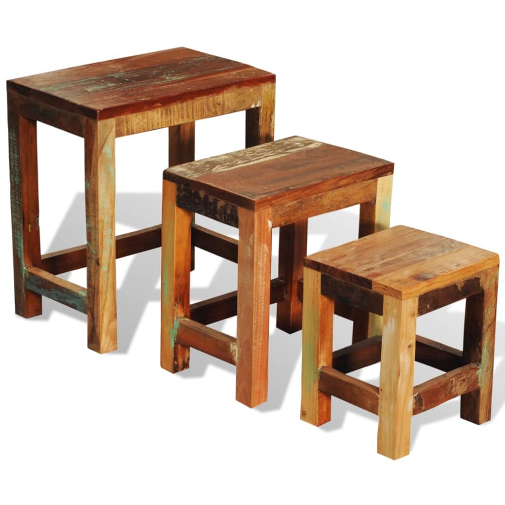 vidaXL 3-tlg. Satztisch-Set Vintage Altholz