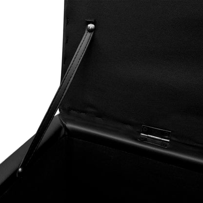Banc de rangement similicuir noir repose-pieds ensemble 3 pièces