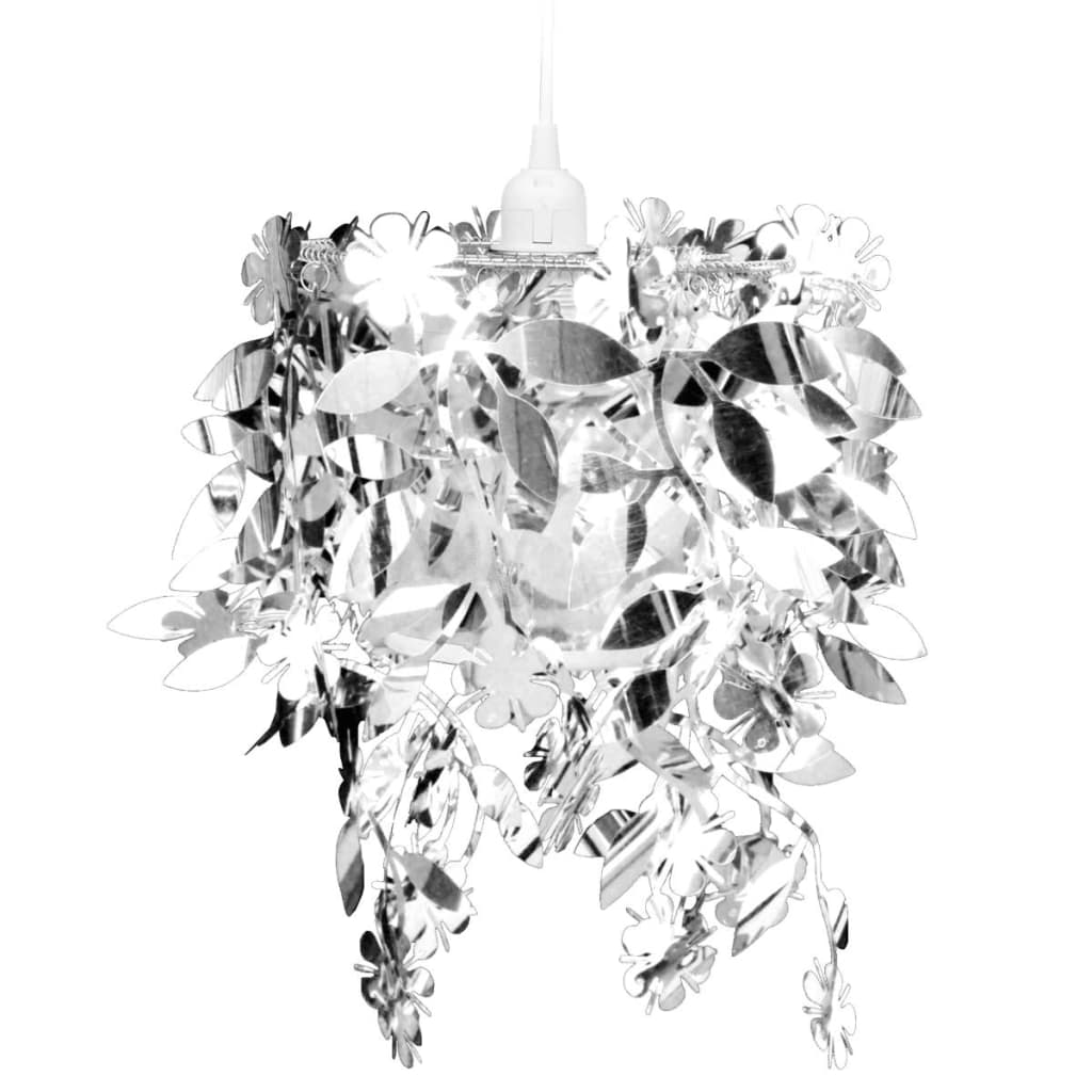 Pendentif Feuilles Paillettes Lampe Couronne Argenté