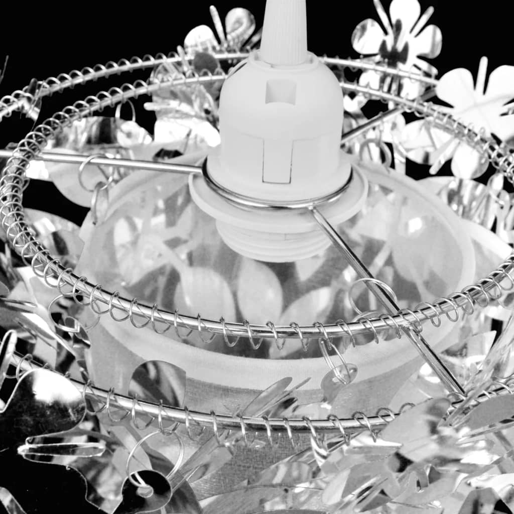 Pendentif Feuilles Paillettes Lampe Couronne Argenté