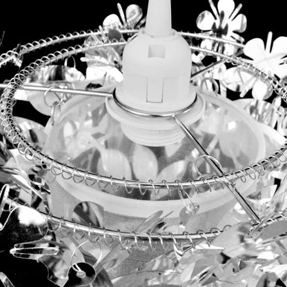 Pendentif Feuilles Paillettes Lampe Couronne Argenté