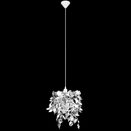 Pendentif Feuilles Paillettes Lampe Couronne Argenté