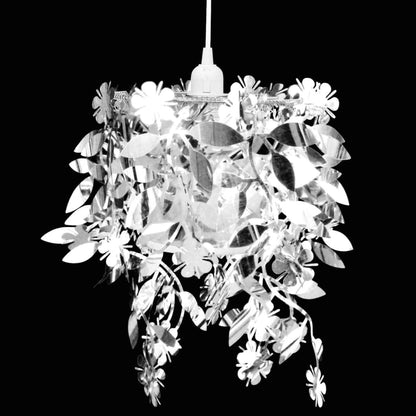 Pendentif Feuilles Paillettes Lampe Couronne Argenté