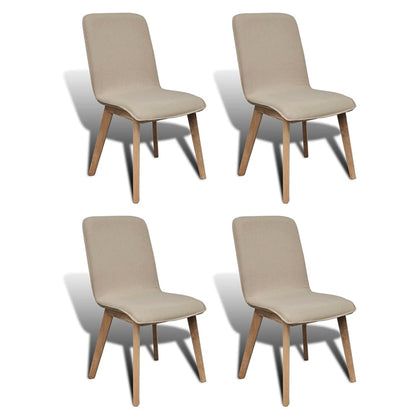 vidaXL Esszimmerstühle 4 Stk. Beige Stoff und Massivholz Eiche