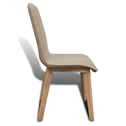 vidaXL Esszimmerstühle 4 Stk. Beige Stoff und Massivholz Eiche