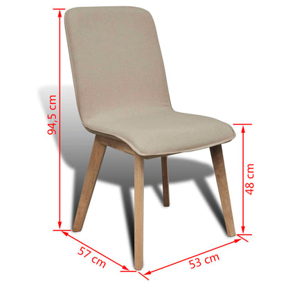 vidaXL Esszimmerstühle 4 Stk. Beige Stoff und Massivholz Eiche