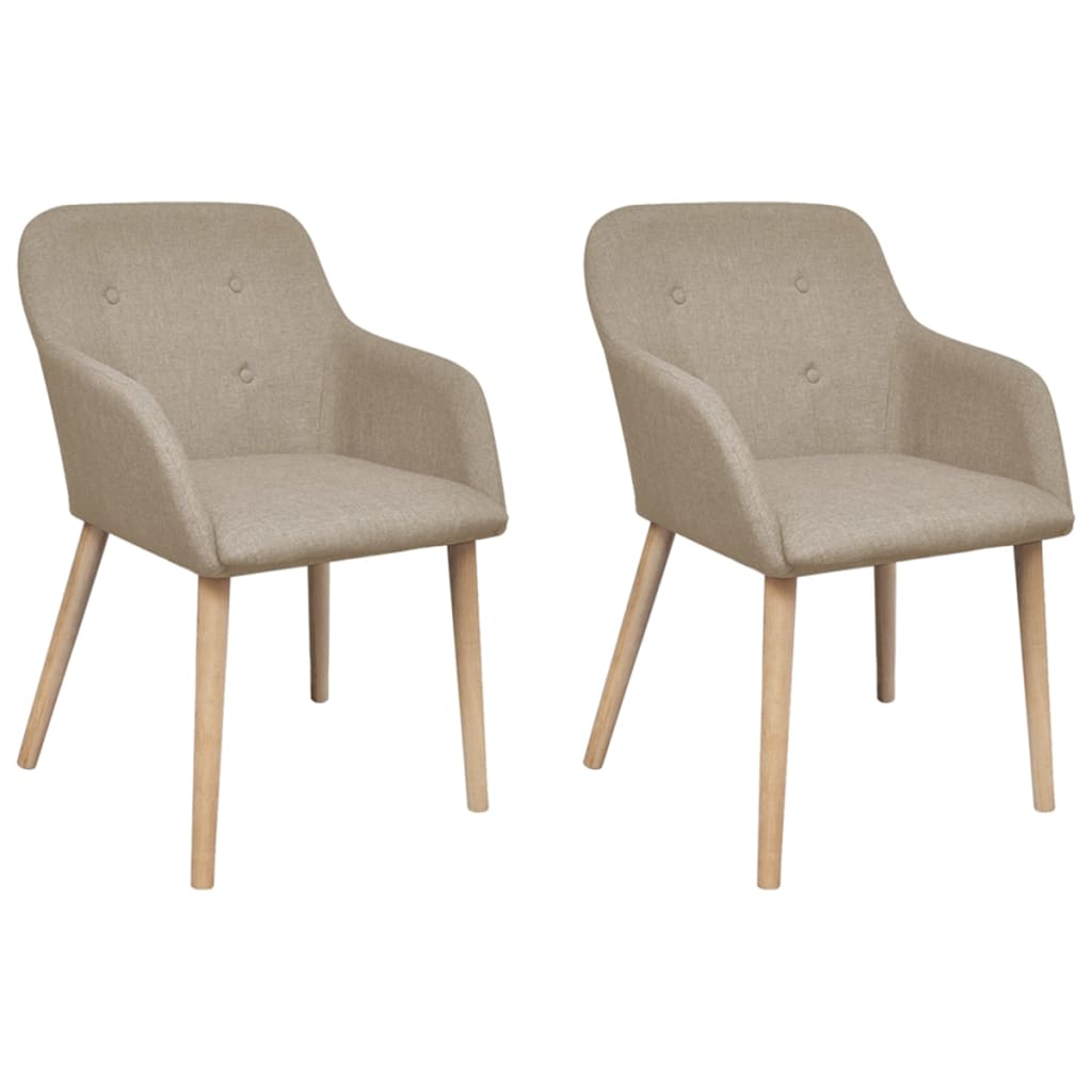 vidaXL Esszimmerstühle 2 Stk. Beige Stoff und Massivholz Eiche