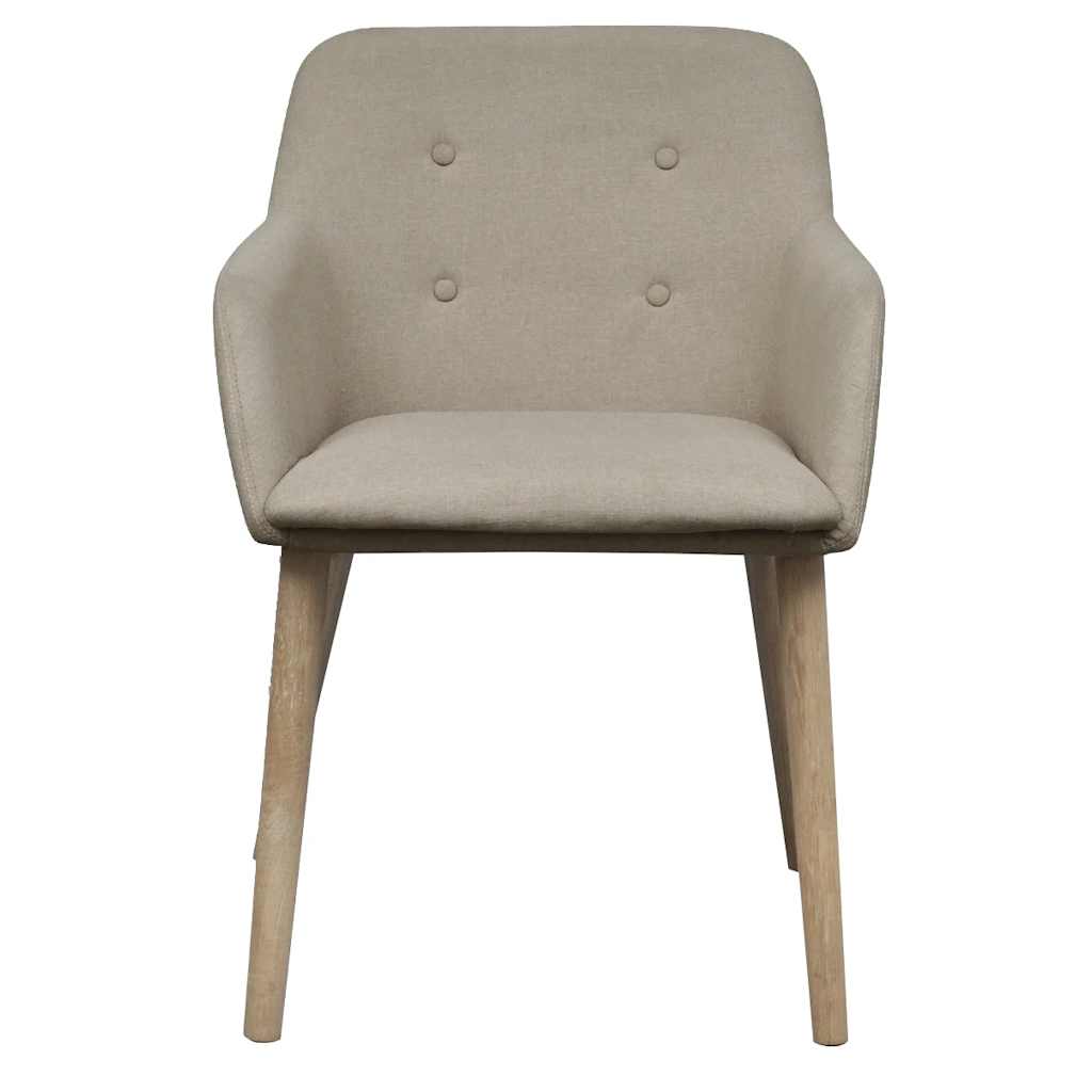 vidaXL Esszimmerstühle 2 Stk. Beige Stoff und Massivholz Eiche