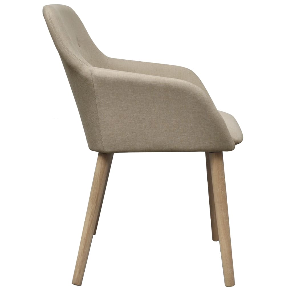 vidaXL Esszimmerstühle 2 Stk. Beige Stoff und Massivholz Eiche