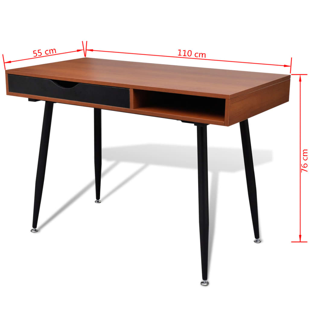 Table de travail Table d'ordinateur Bureau Poste de travail marron