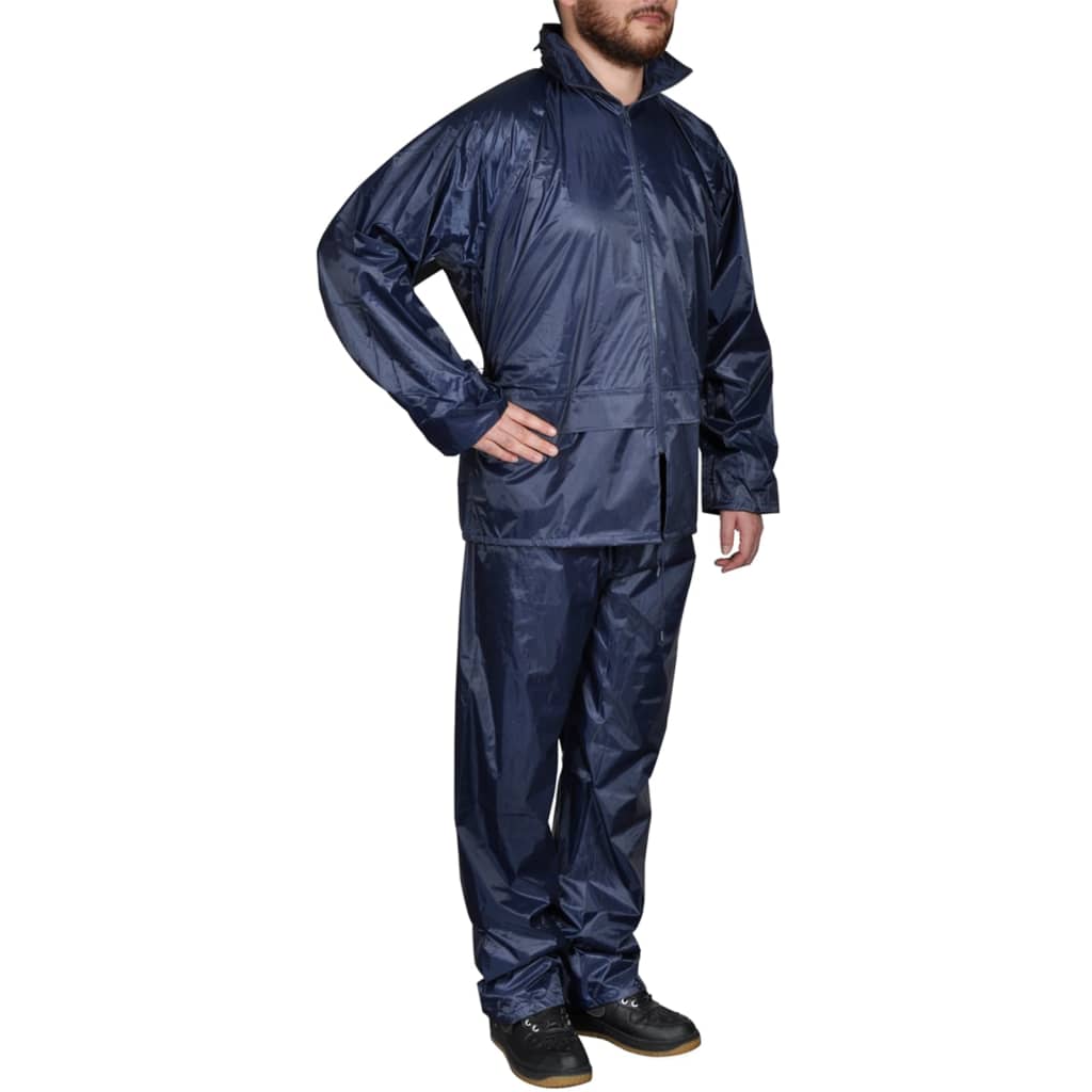 Vêtements de pluie bleus pour hommes 2 pièces avec capuche taille L
