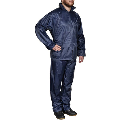 Vêtements de pluie bleus pour hommes 2 pièces avec capuche taille L