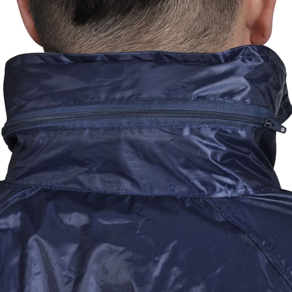 Vêtements de pluie bleus pour hommes 2 pièces avec capuche taille L