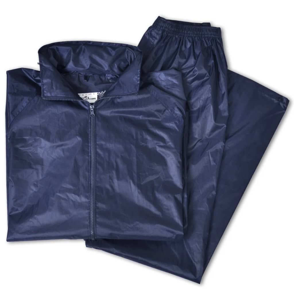 Vêtements de pluie bleus pour hommes 2 pièces avec capuche taille L