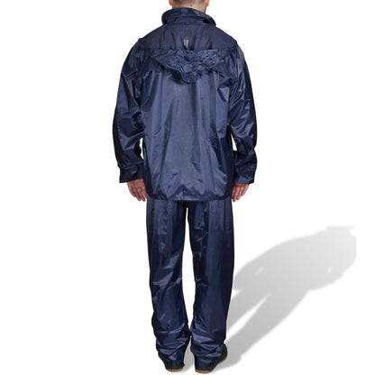 Blaue Regenbekleidung für Männer 2-teilig mit Kapuze Größe XXL