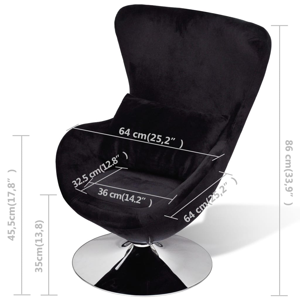 vidaXL Sessel in Ei-Form Schwarz