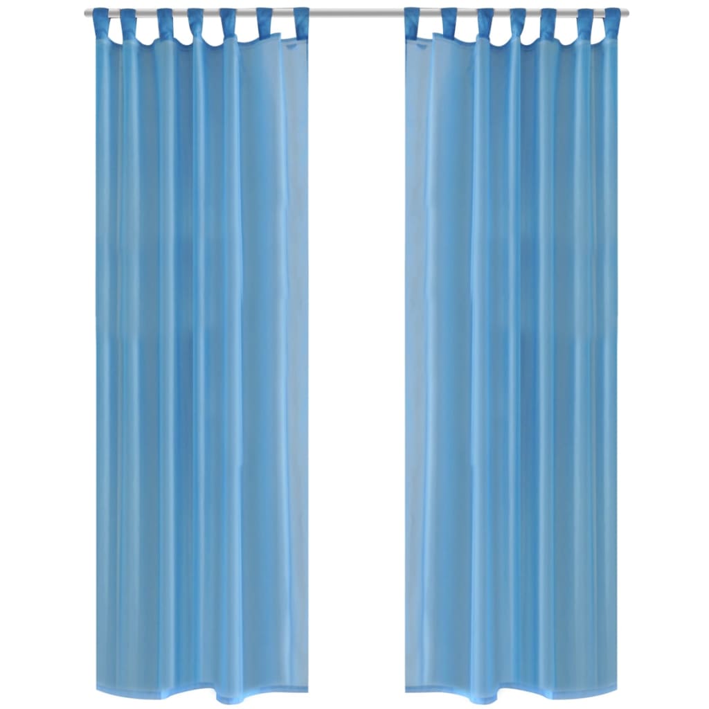 2 x Transparente Gardine Fertiggardine 140 x 175 cm türkis