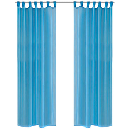 2 x Transparente Gardine Fertiggardine 140 x 175 cm türkis