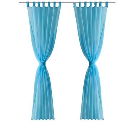 2 x Transparente Gardine Fertiggardine 140 x 175 cm türkis
