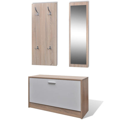 Garderoben Flur 3-in-1 Schuhschrank Schuhkipper Spiegel
