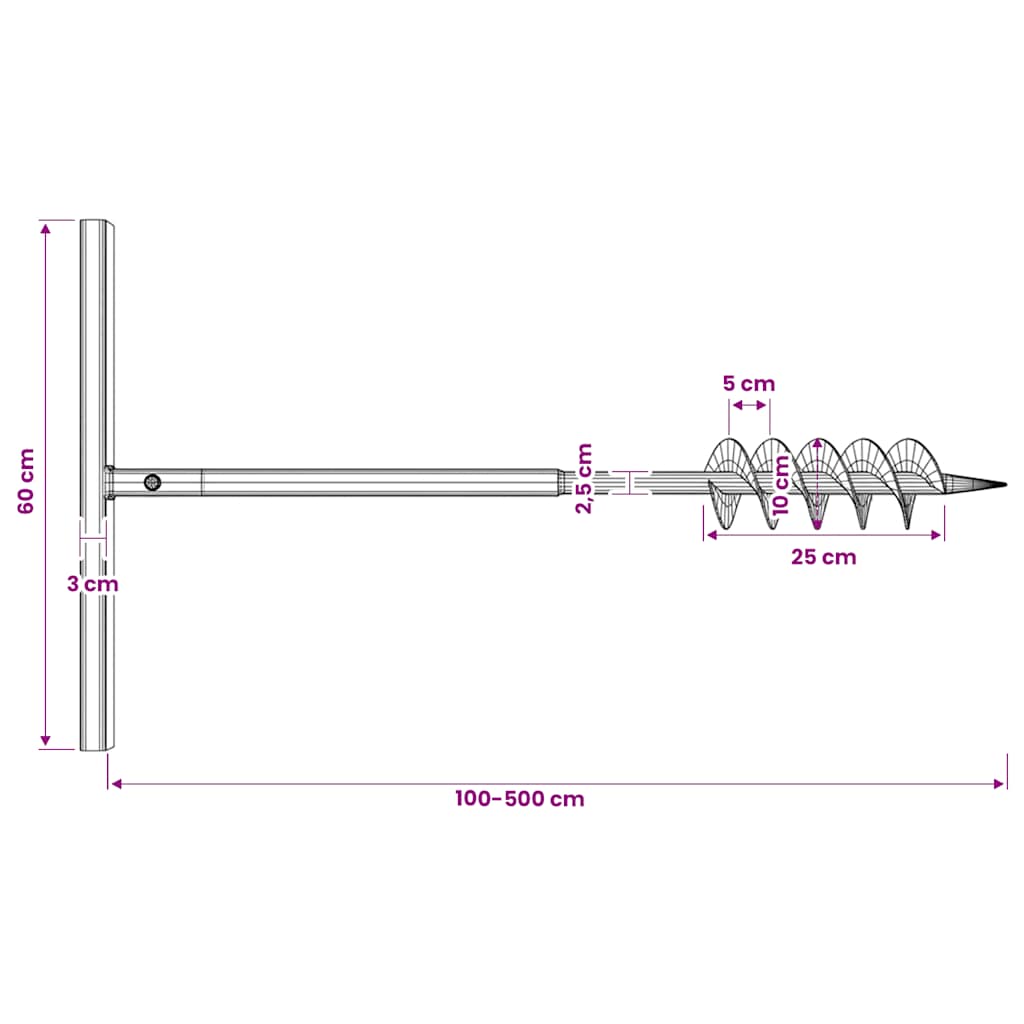 Erdbohrer mit Griff 100 mm Verlängerungsrohr 5 m
