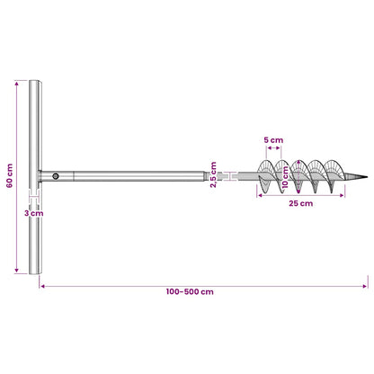 Erdbohrer mit Griff 100 mm Verlängerungsrohr 5 m
