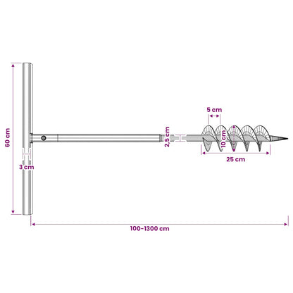 Erdbohrer mit Griff 100 mm Verlängerungsrohr 13 m