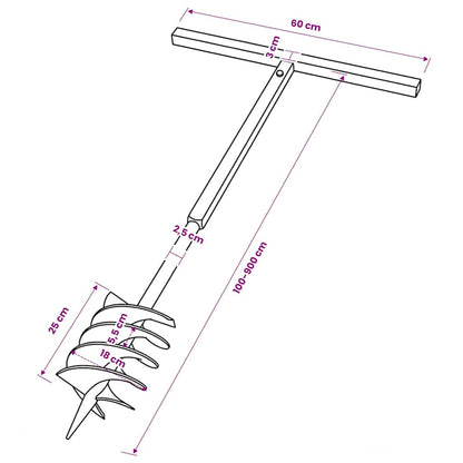 Erdbohrer mit Griff 180 mm Verlängerungsrohr 9 m