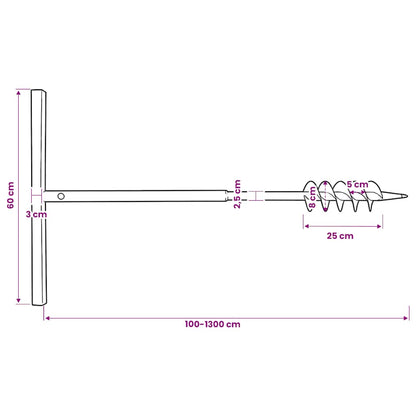 Erdbohrer mit Griff 80 mm Verlängerungsrohr 13 m