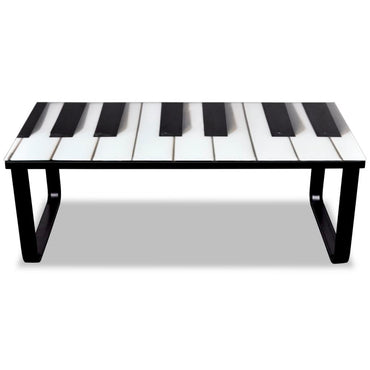 vidaXL Couchtisch mit Glasplatte Klavier-Aufdruck