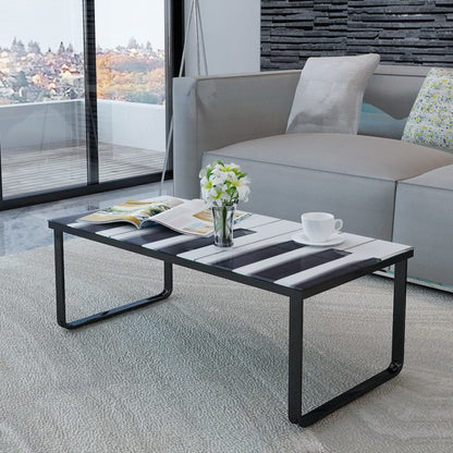 vidaXL Couchtisch mit Glasplatte Klavier-Aufdruck