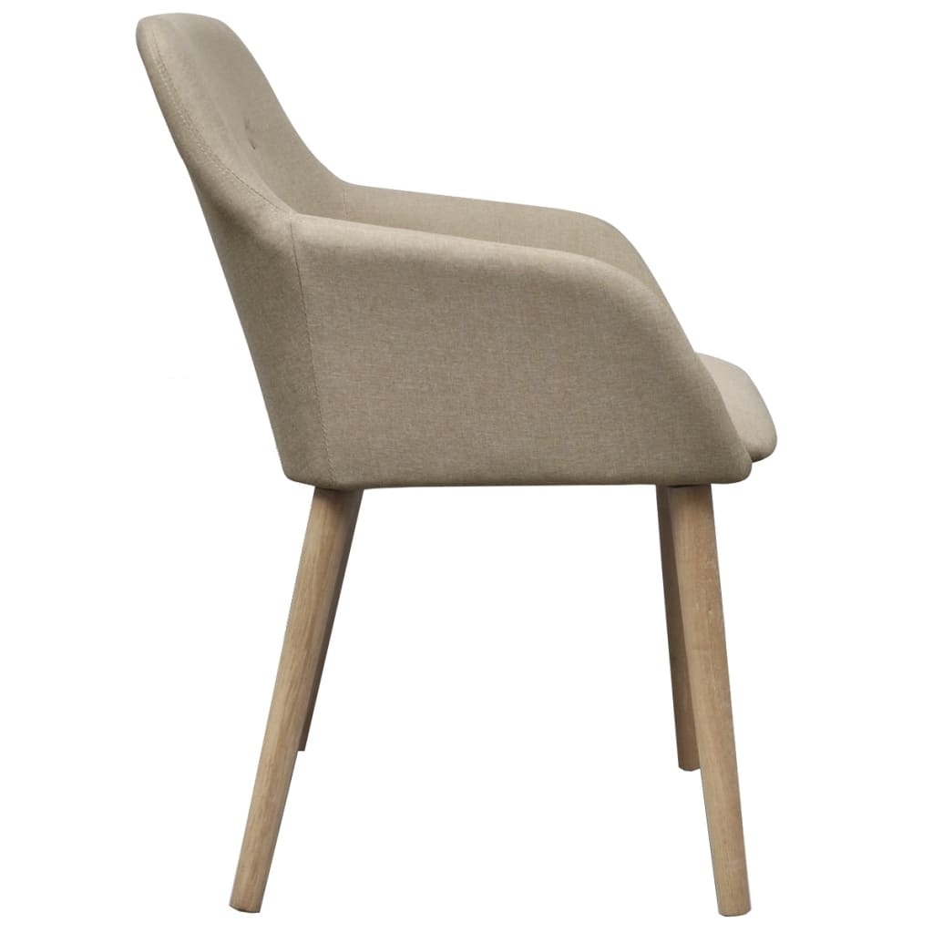 vidaXL Esszimmerstühle 4 Stk. Beige Stoff und Massivholz Eiche