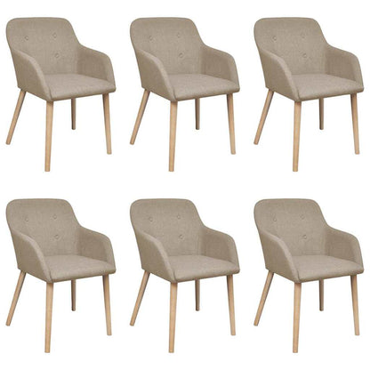 vidaXL Esszimmerstühle 6 Stk. Beige Stoff und Massivholz Eiche