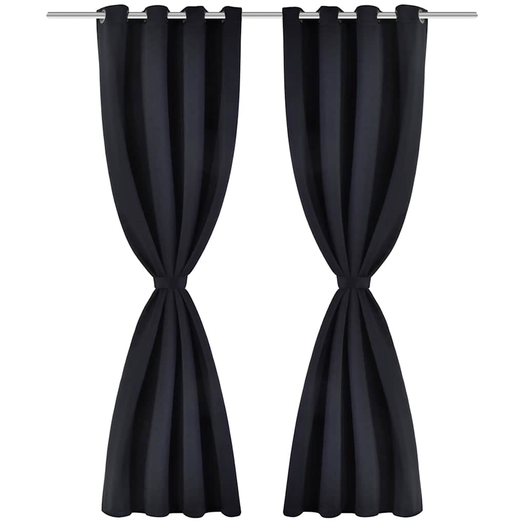 Verdunkelungs-Vorhänge mit Metallringen 135 x 245 cm Schwarz blackout