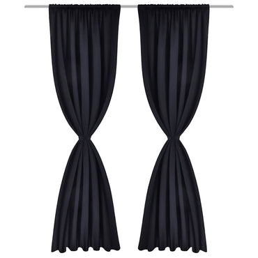 Verdunkelungs-Vorhänge mit Schlaufen 135 x 245 cm Schwarz blackout