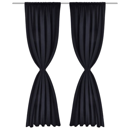 Verdunkelungs-Vorhänge mit Schlaufen 135 x 245 cm Schwarz blackout