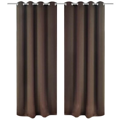 Verdunkelungs-Vorhänge mit Metallringen 135 x 245 cm Braun blackout
