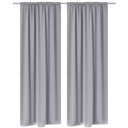 2 Stk. Grau Verdunkelungs-Vorhänge mit Schlitzkopf 135 x 245 cm