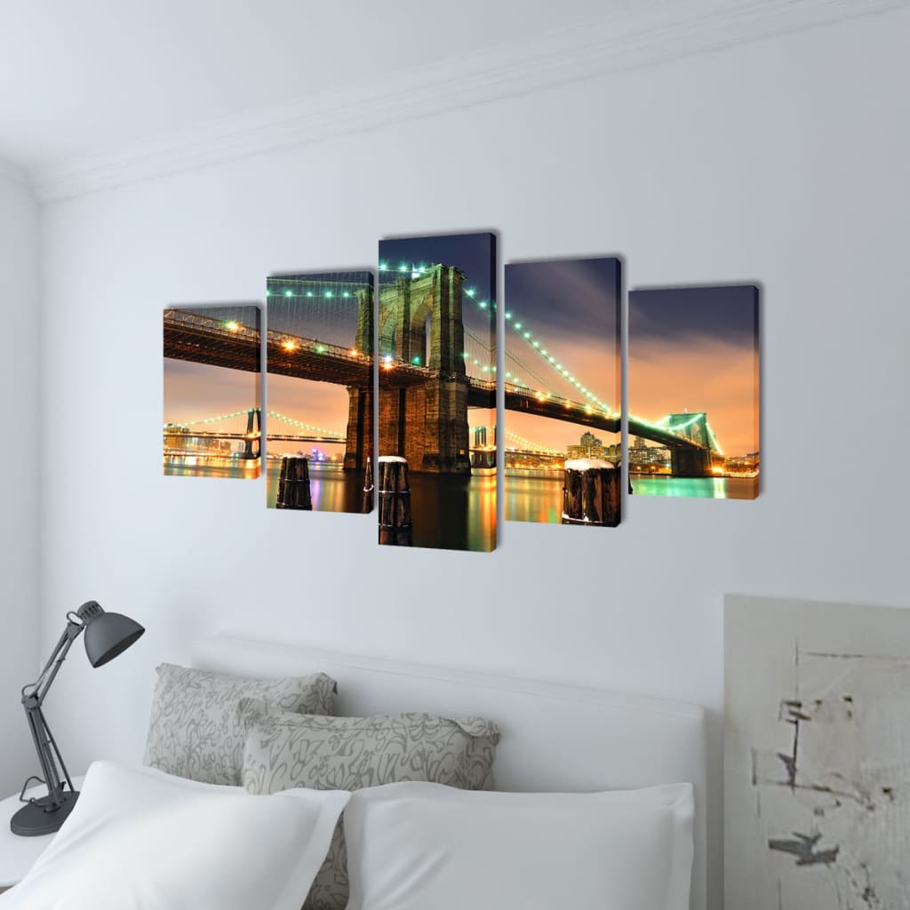 Lot de tableaux de décoration Pont de Brooklyn 200 x 100 cm