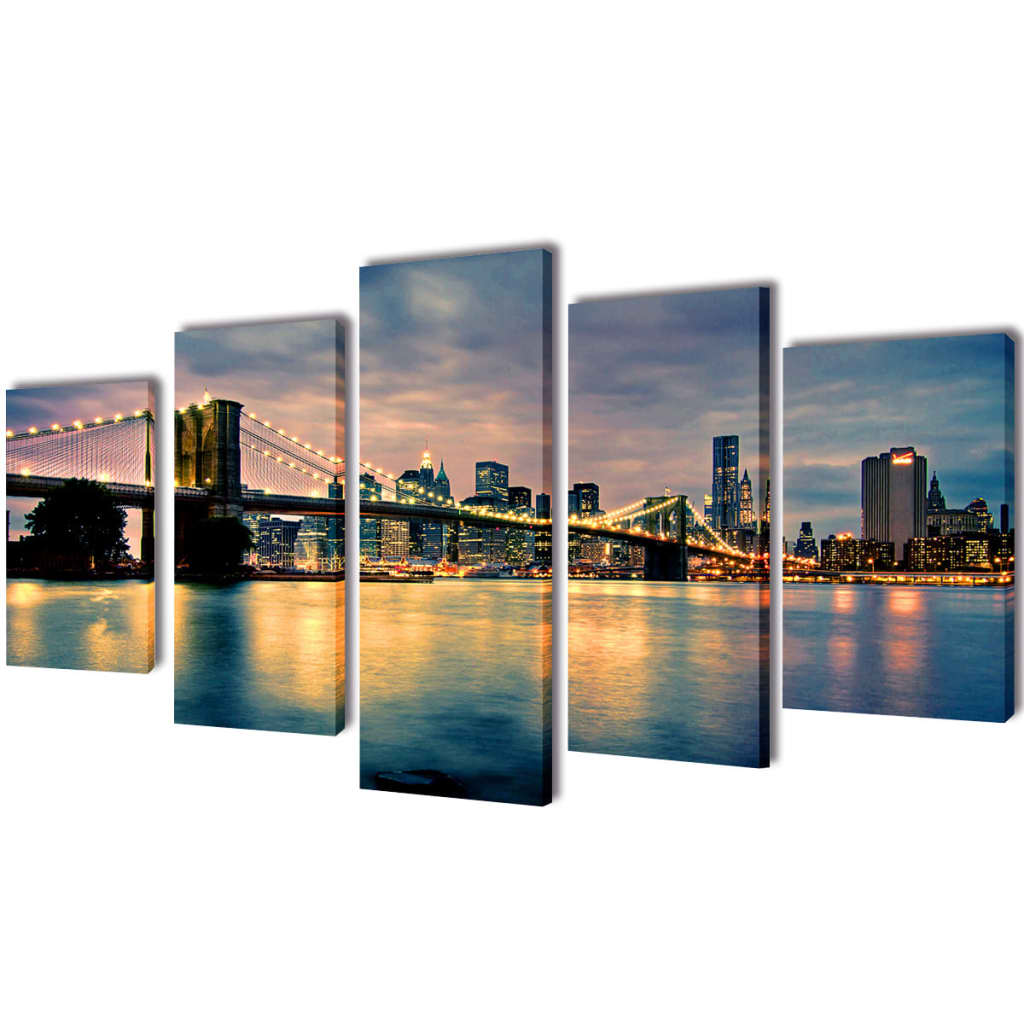 Tableaux Décoration Set Brooklyn Bridge Vue sur le lac 200 x 100 cm