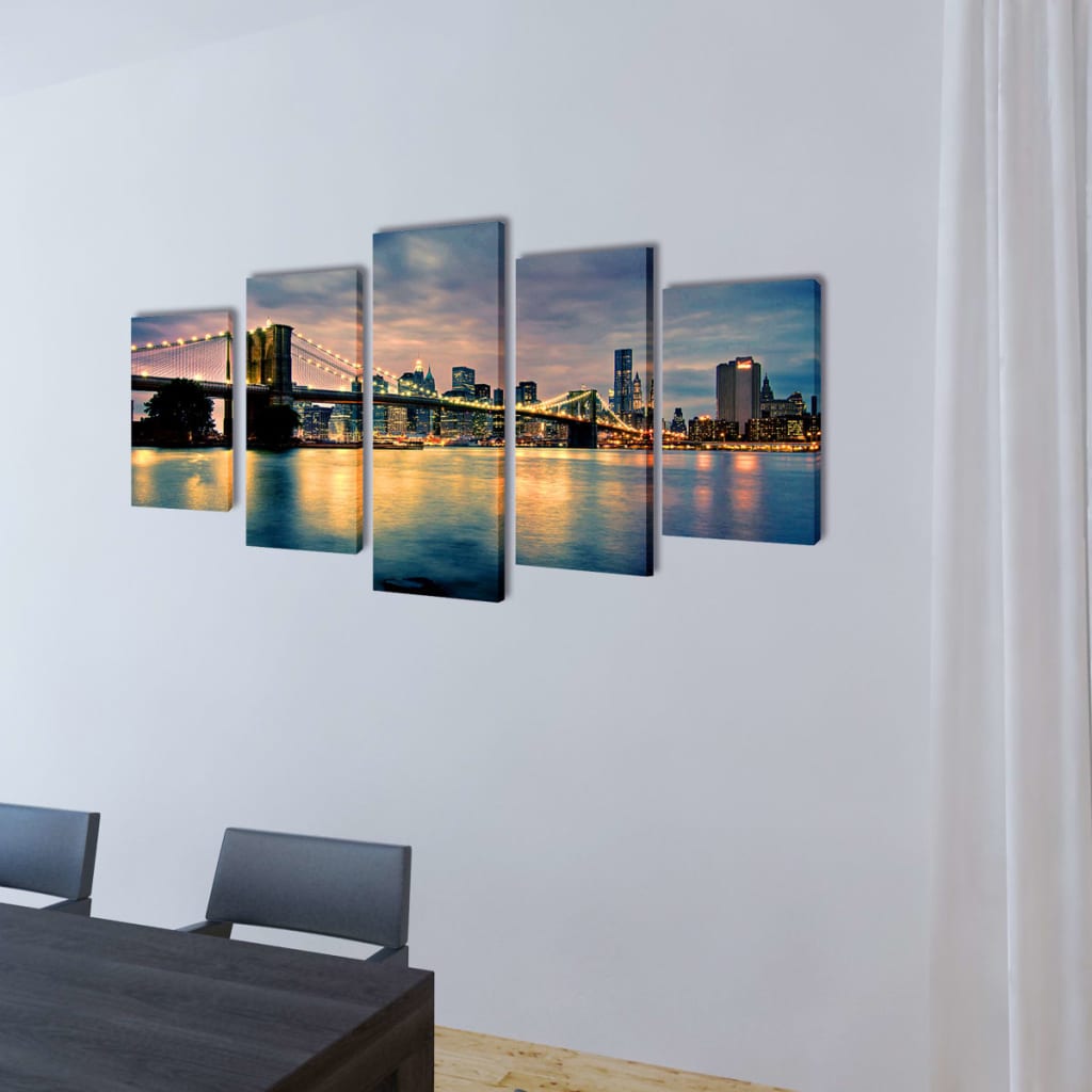 Tableaux Décoration Set Brooklyn Bridge Vue sur le lac 200 x 100 cm