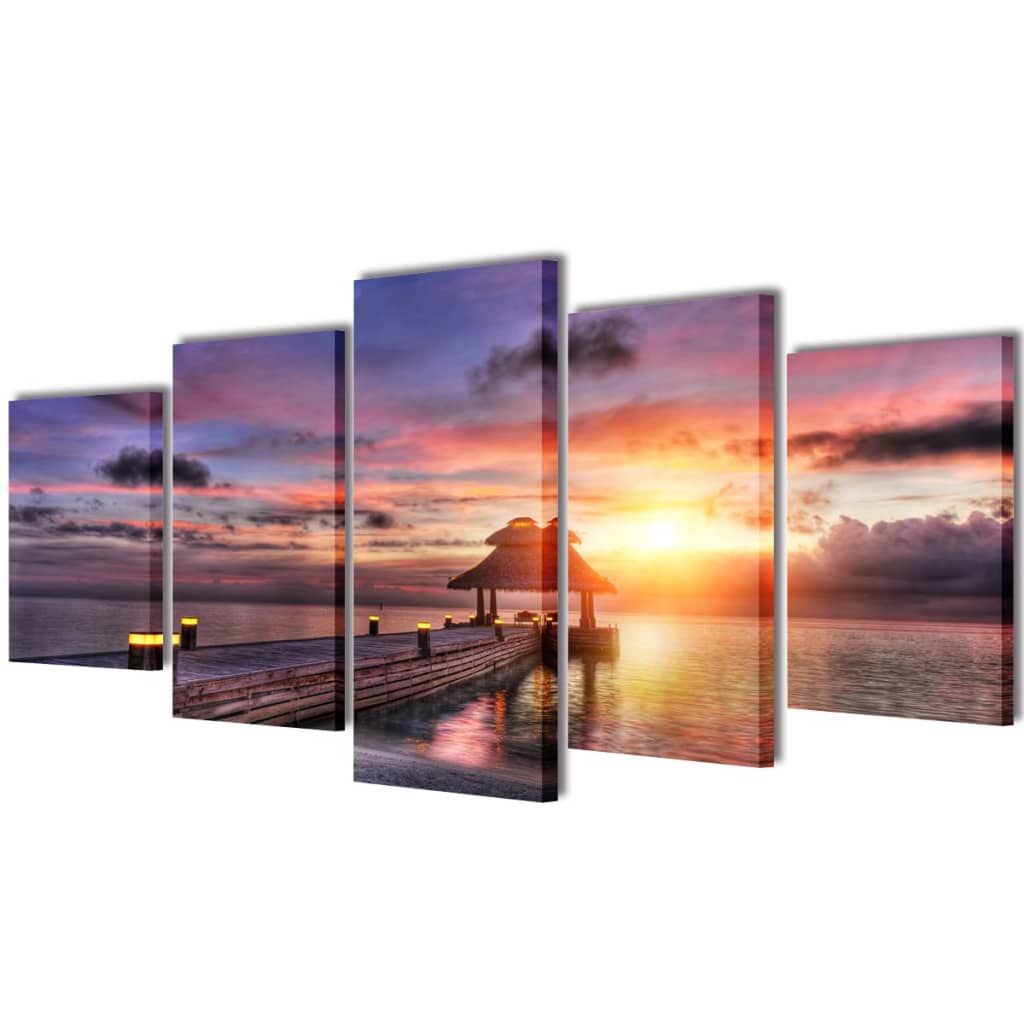 Tableaux Décoration Set Plage avec Pavillon 200 x 100 cm