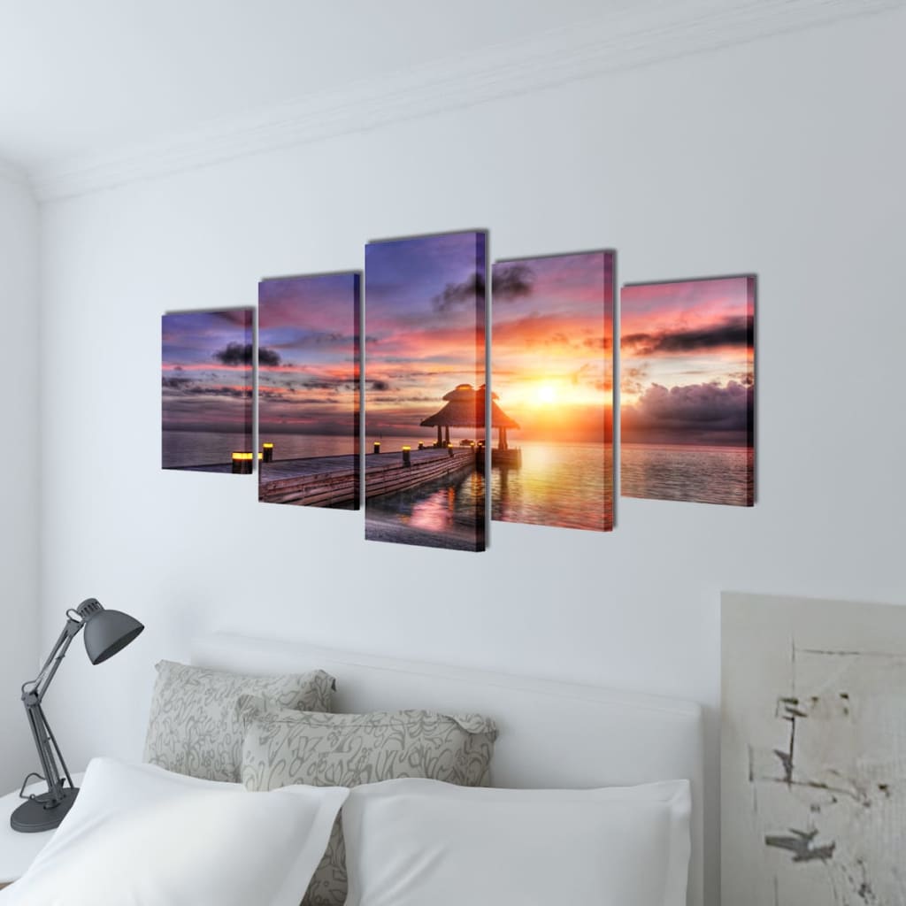 Tableaux Décoration Set Plage avec Pavillon 200 x 100 cm
