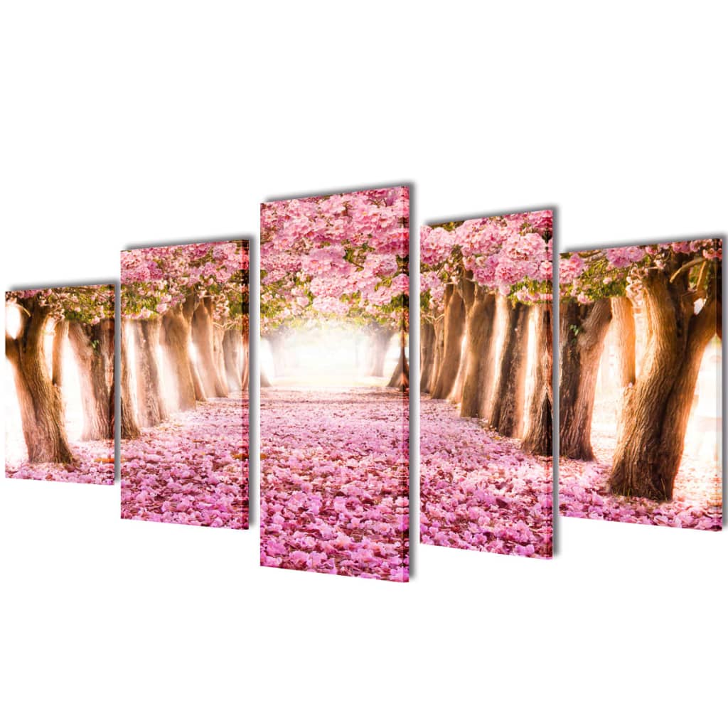 Set de décoration tableaux Fleurs de cerisier 200 x 100 cm