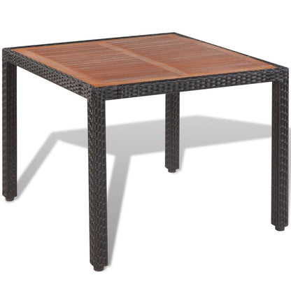 vidaXL 5-tlg. Garten-Essgruppe mit Auflagen Poly Rattan Schwarz