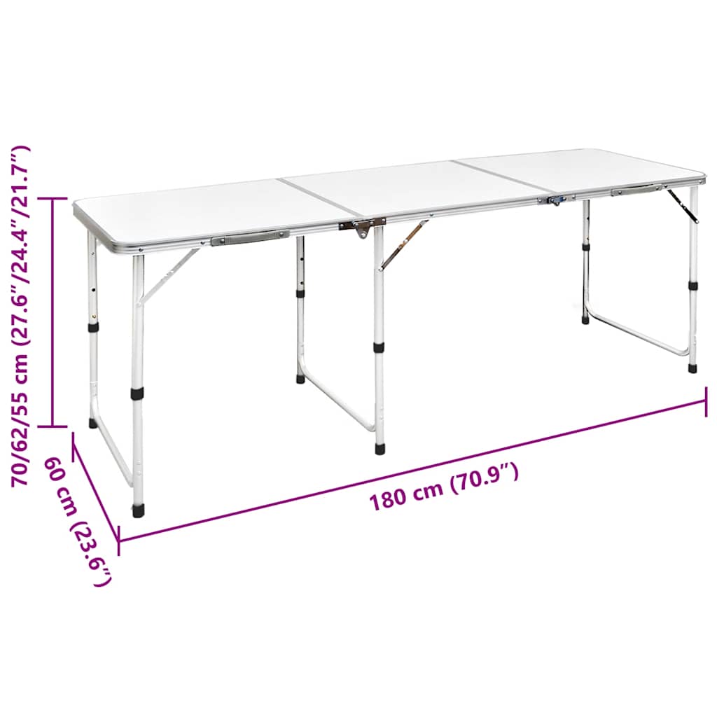 Campingtisch zusammenklappbar höhenverstellbar Aluminium 180 x 60 cm