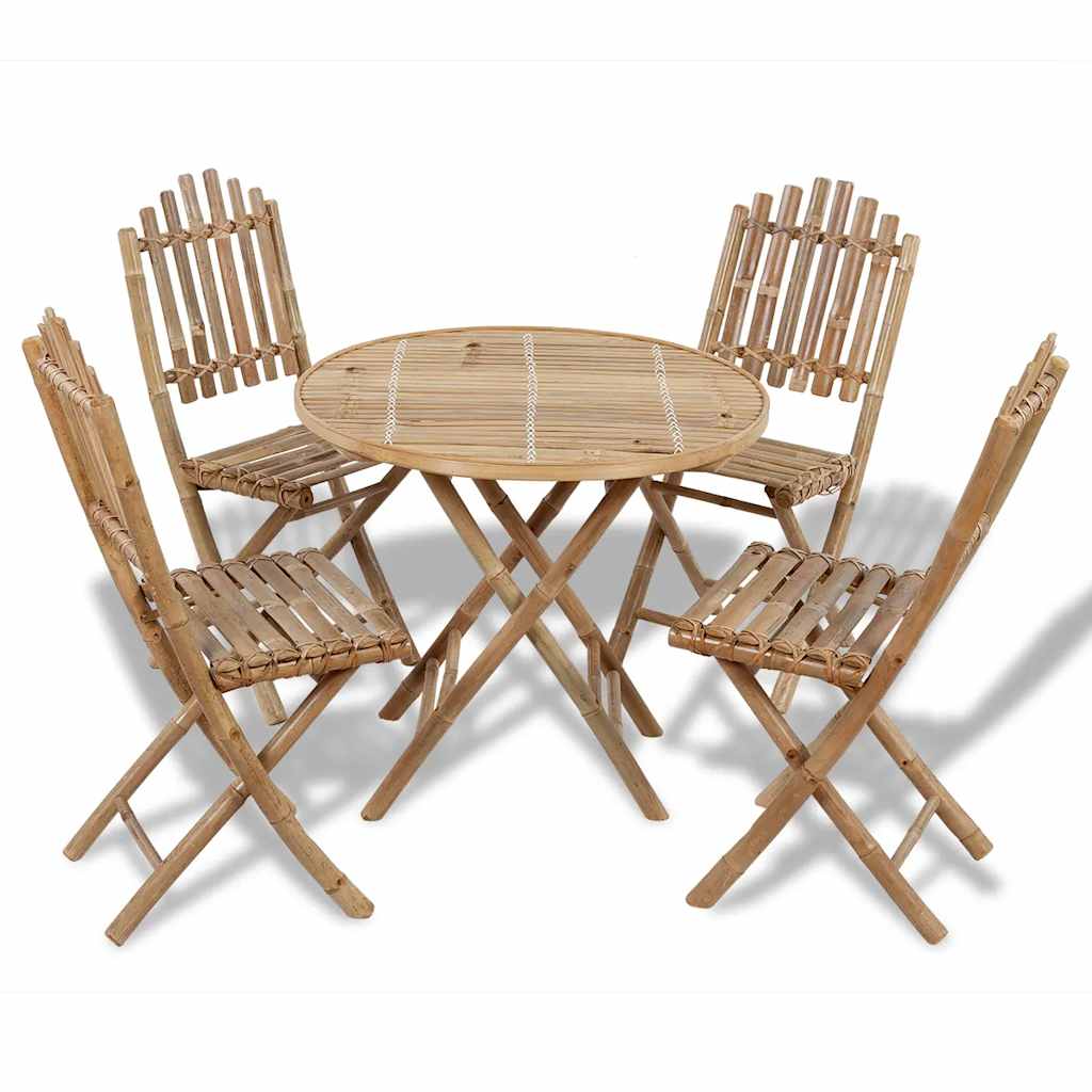 vidaXL Salle à manger de jardin 5 pcs pliable bambou