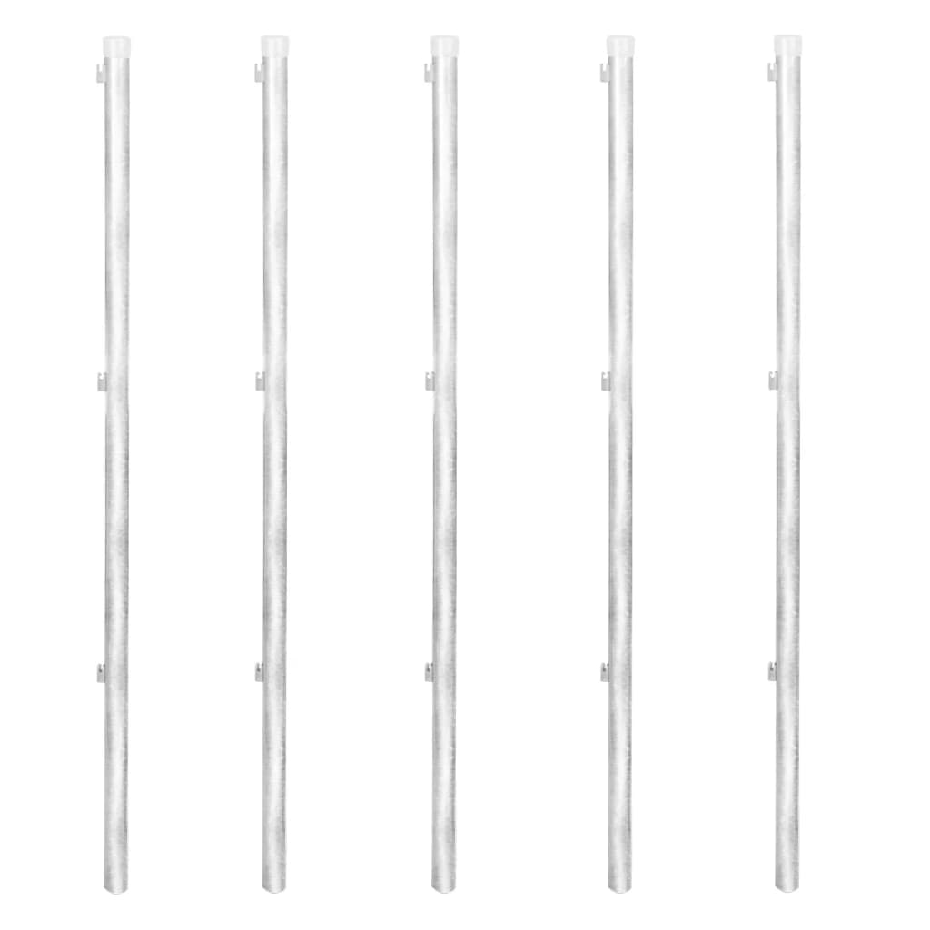 vidaXL Clôture grillagée avec poteaux, douilles de terre, acier galvanisé 15x0,8m