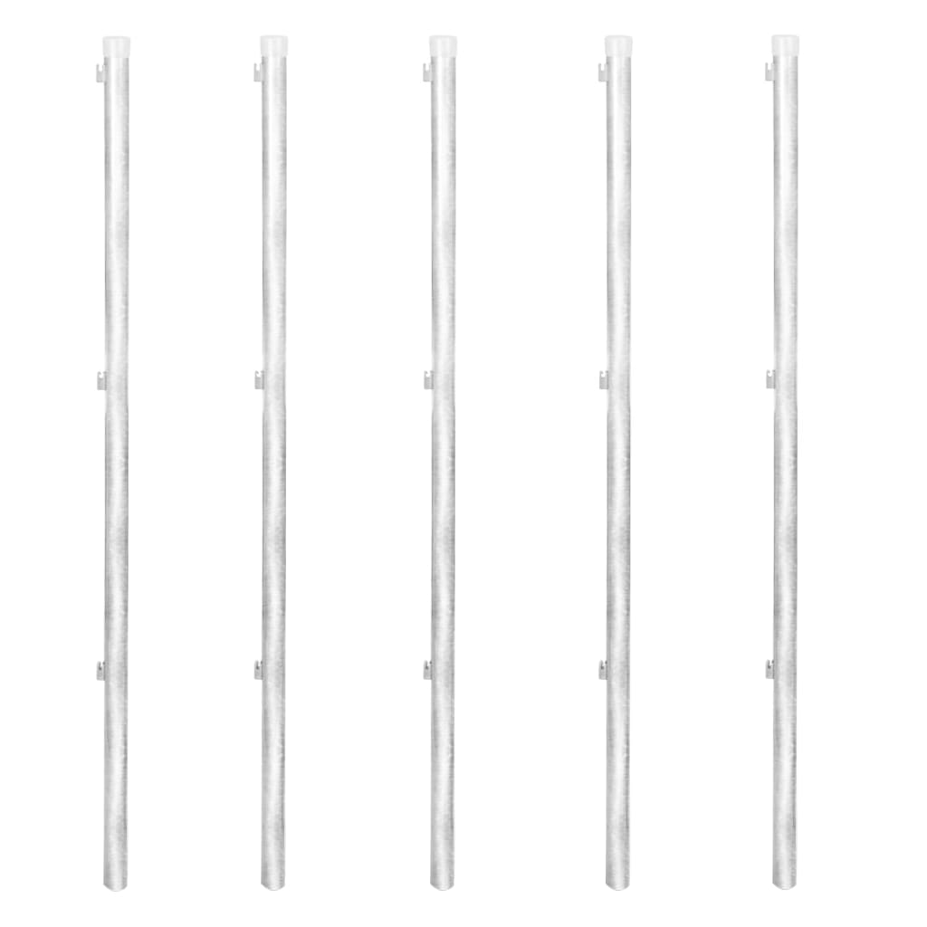 vidaXL Clôture grillagée avec poteaux, douilles de terre, acier galvanisé 15x1m