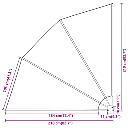 Faltbarer Balkonfächer Grau 210×210 cm